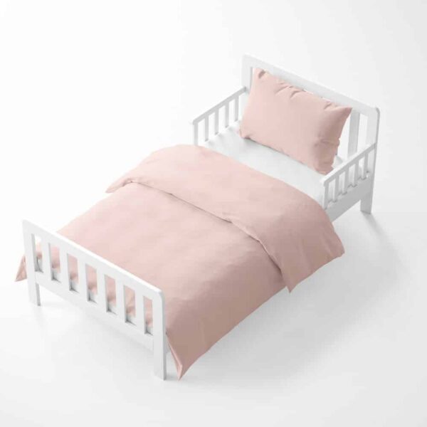 ⁦סט מצעים למיטת מעבר - דגם ורוד פודרה⁩ – תמונה ⁦2⁩